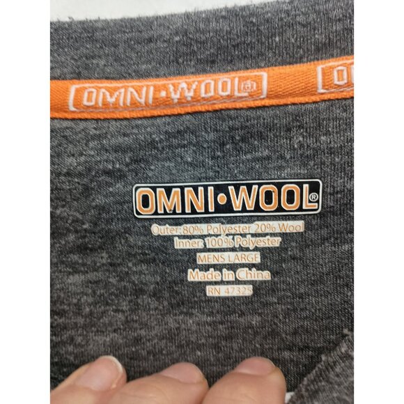 Omni-Wool Mens Base Layer T-Shirt Large Gray Wool Blend Long Sleeve Pullover - Picture 4 of 8